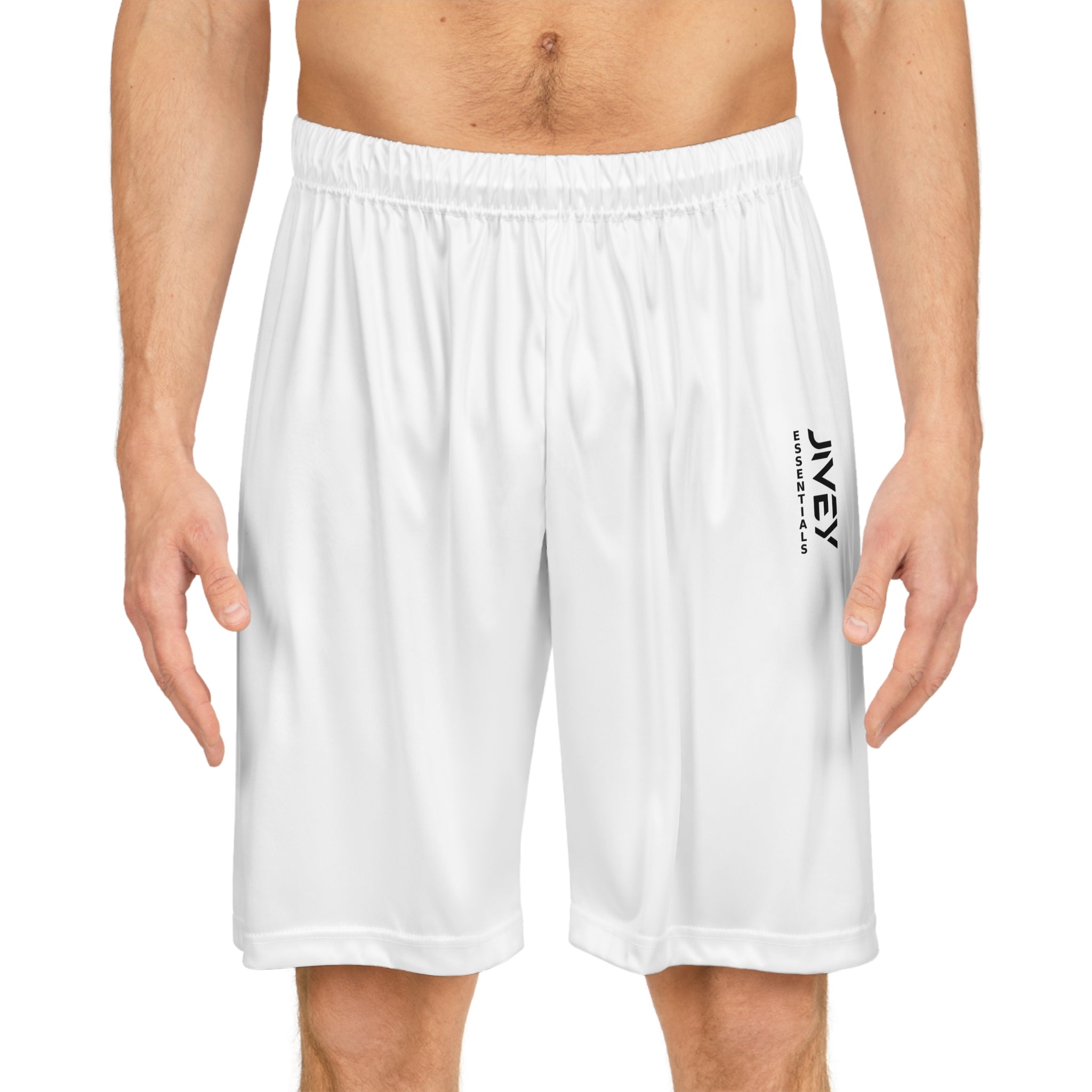 JIVEY Essentials Men's Moisture-wicking White Basketball Shorts