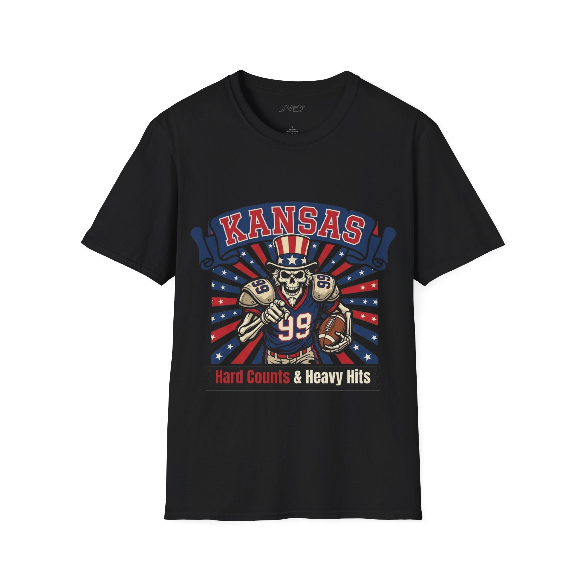 Kansas Heavy Hits Football Dark Tee