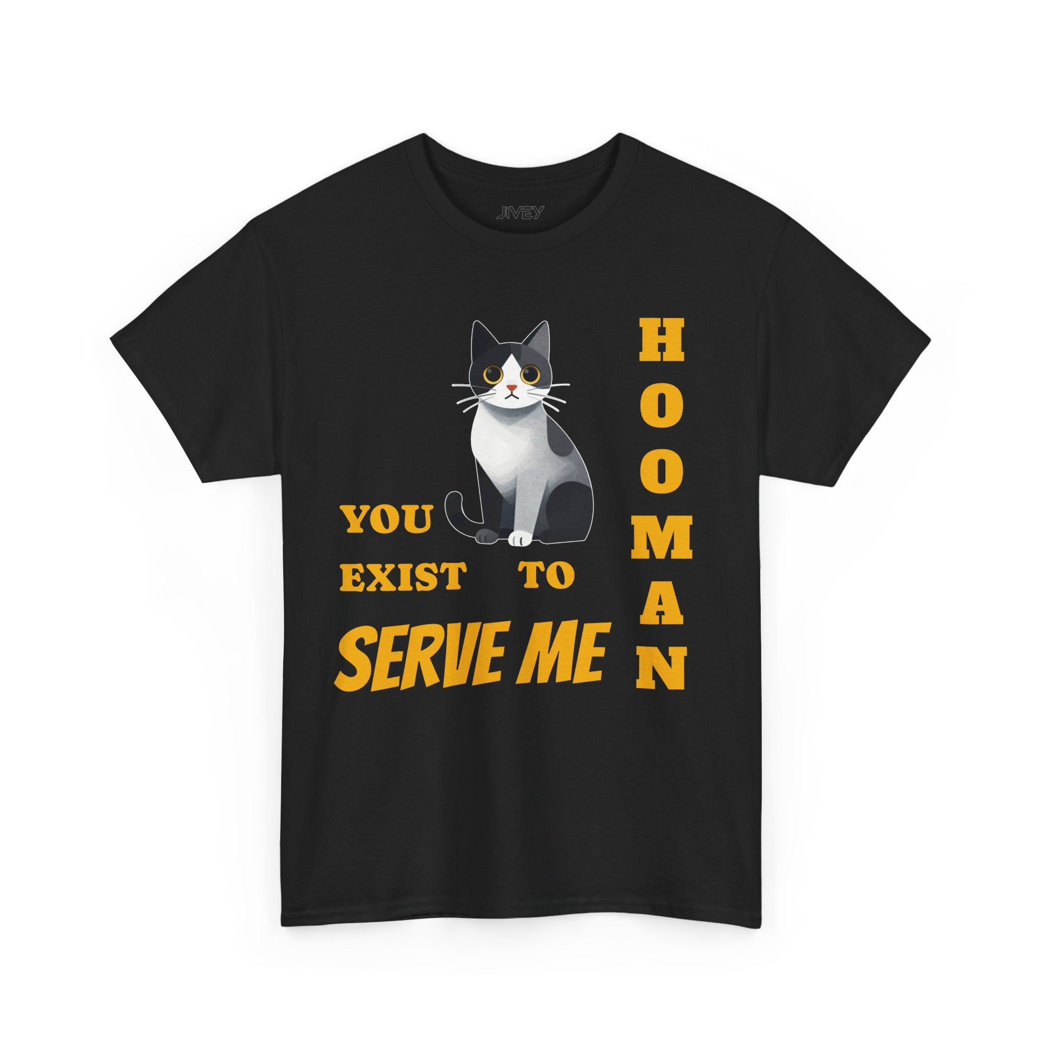 Cute Cat Cubist Style Grey Scaled Heavy Cotton Tee