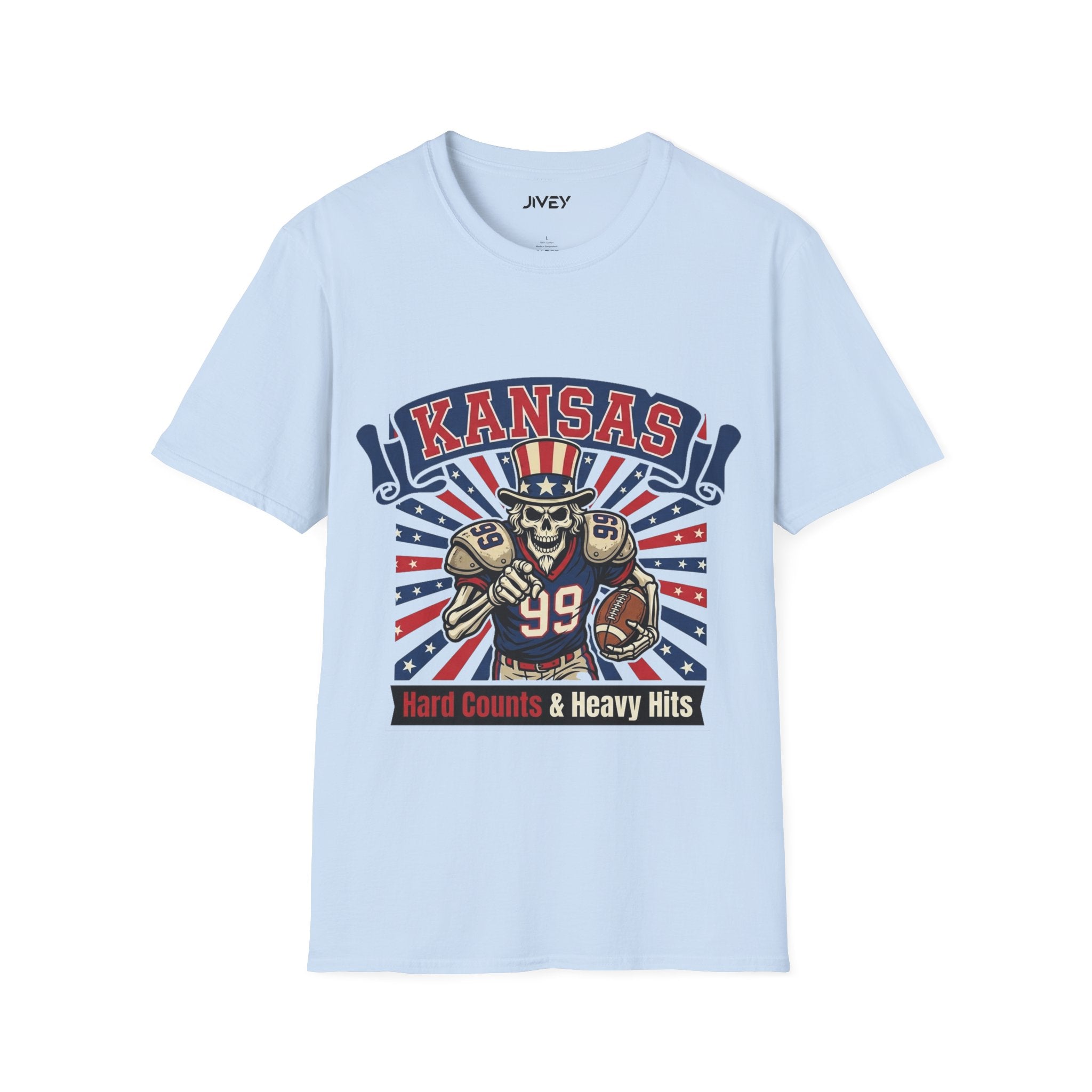 Kansas Heavy Hits Football Blues Tee