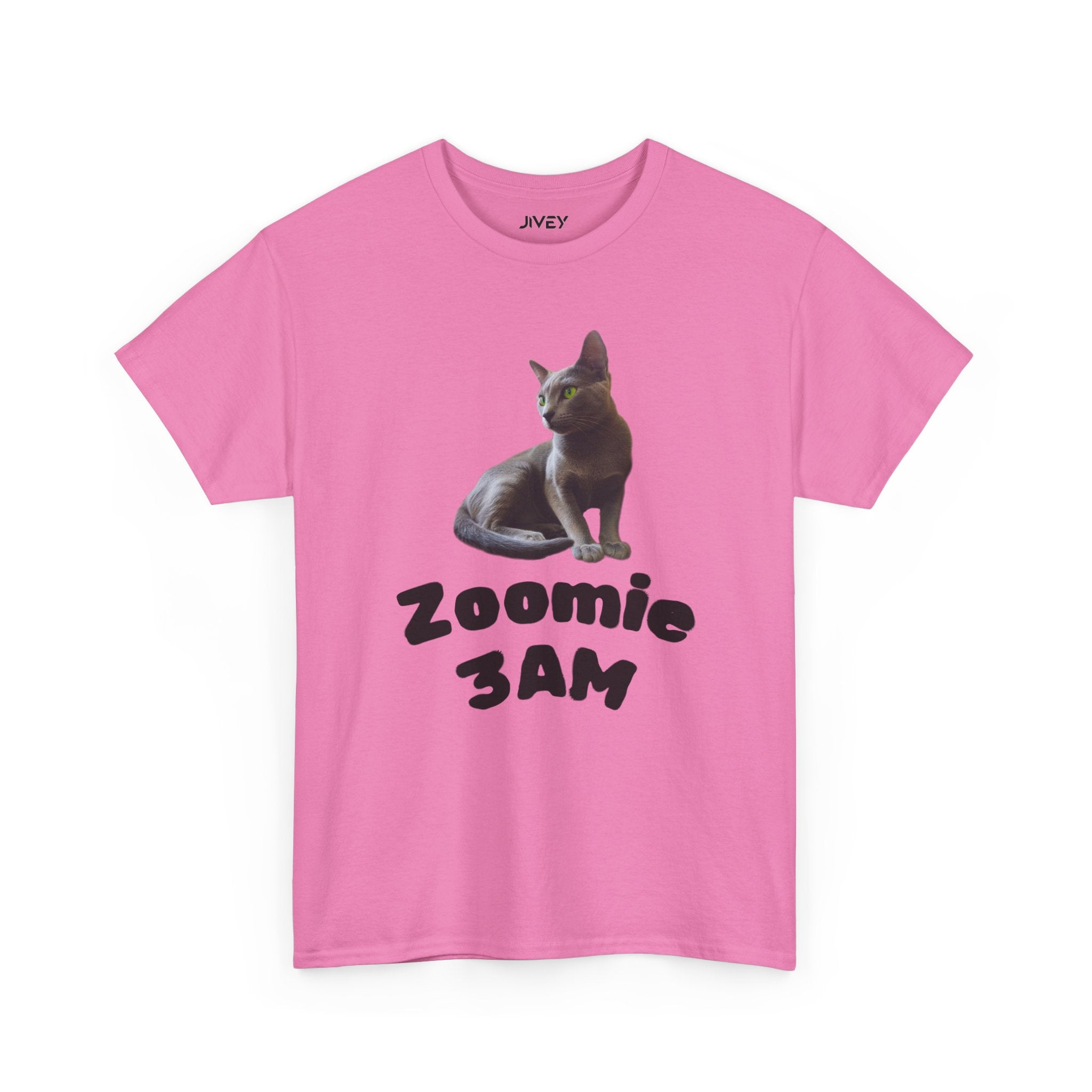 Russian Green Eyes Grey Skin Cat Heavy Cotton Tee