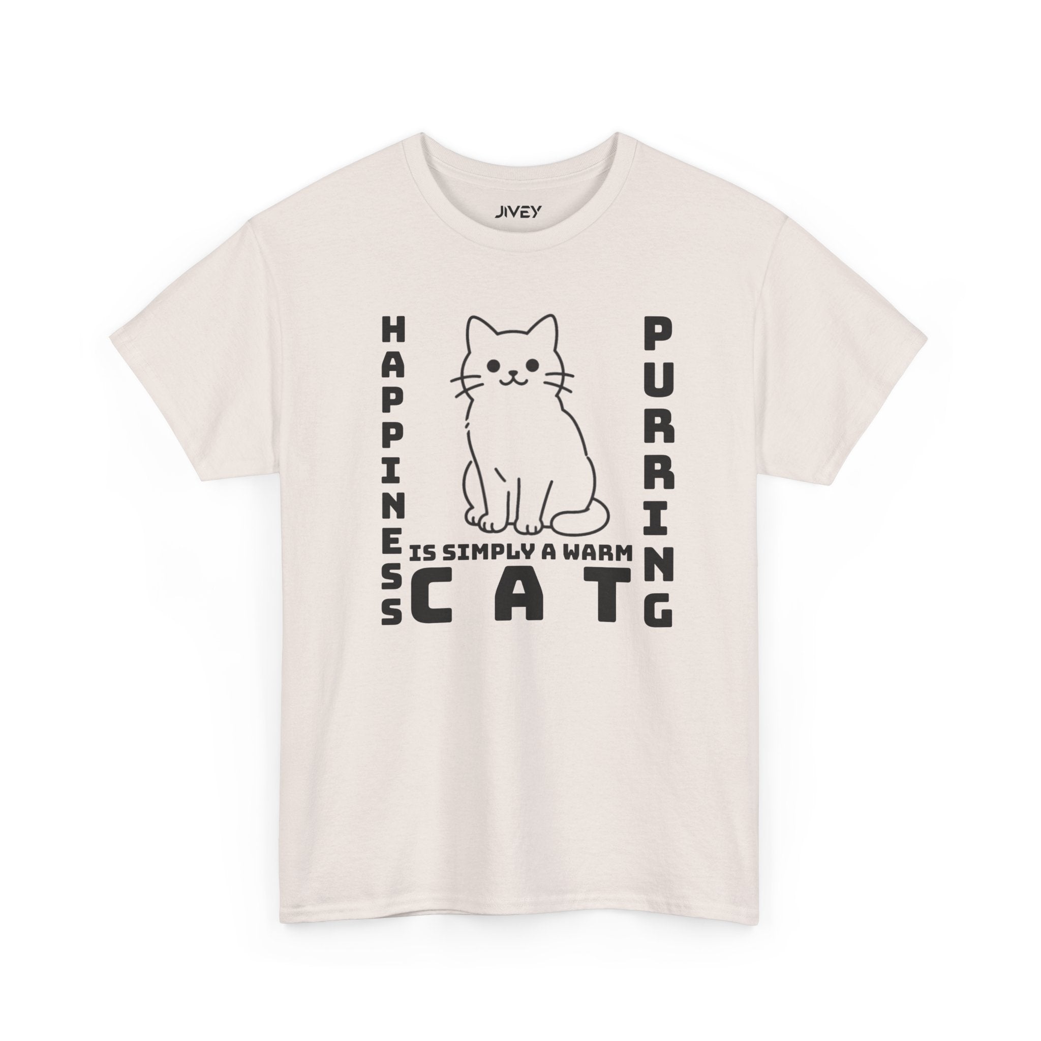 Happy Cat Single Line Pet Art Style Heavy Cotton Tee
