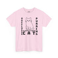 Happy Cat Single Line Pet Art Style Heavy Cotton Tee