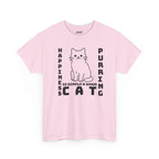Happy Cat Single Line Pet Art Style Heavy Cotton Tee