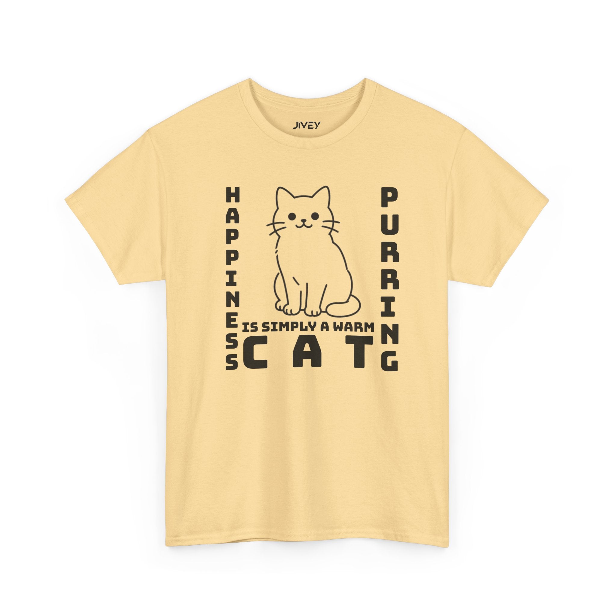 Happy Cat Single Line Pet Art Style Heavy Cotton Tee