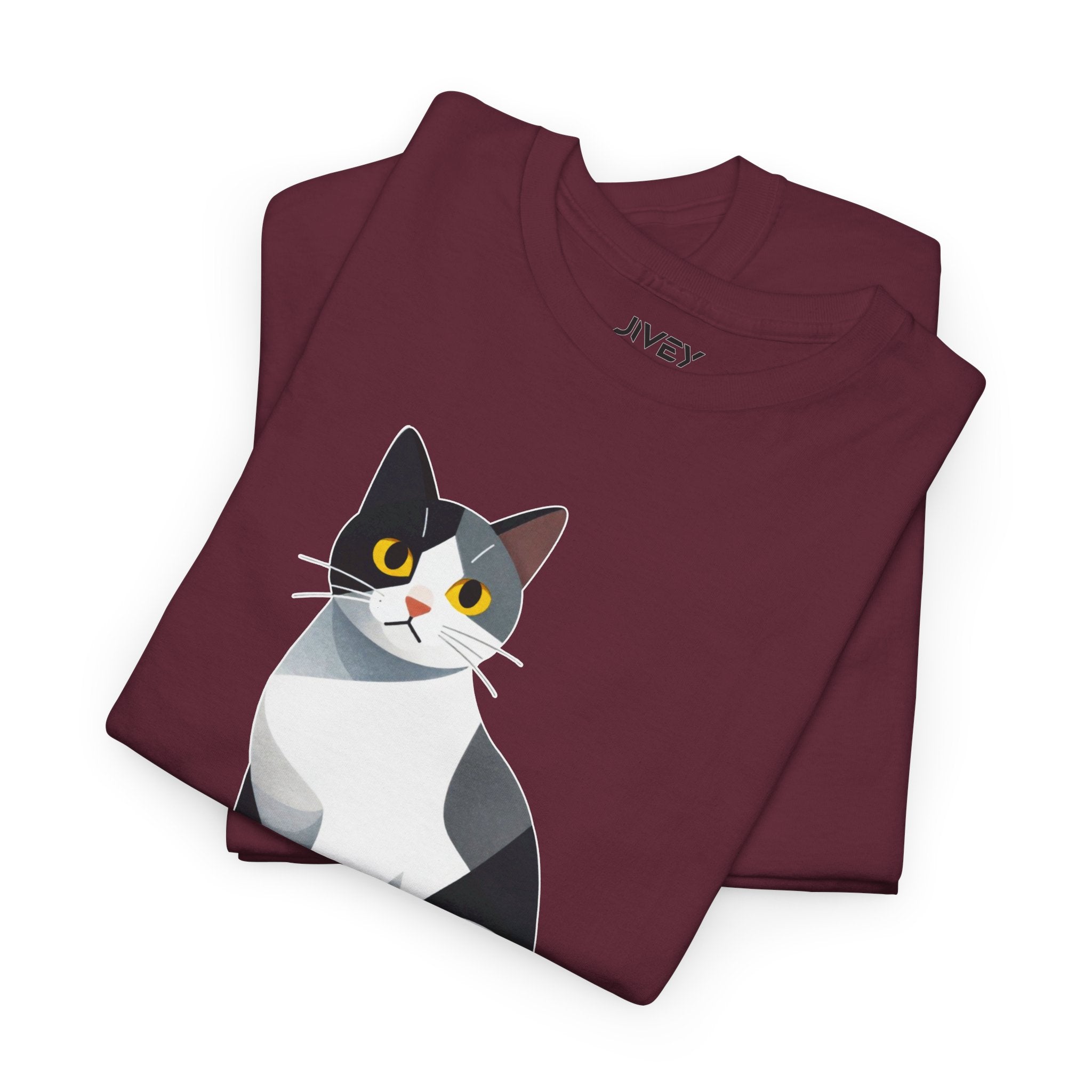 Cute Cat Cubist Style Heavy Cotton Tee