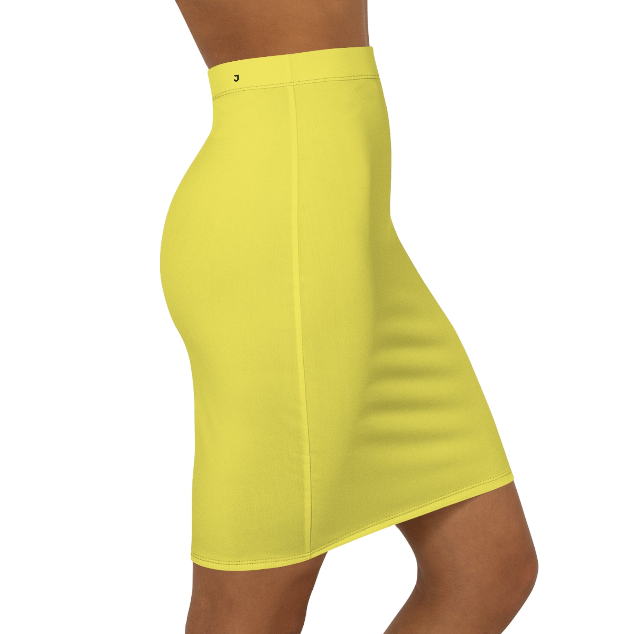 JIVEY Eminent Vibrant Slim-fit Mid-waist Lemon Pencil Skirt