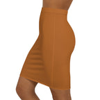 JIVEY Eminent Rich Slim-fit Mid-waist Brown Pencil Skirt