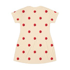 Red Rose Blooms Champagne T-Shirt Dress