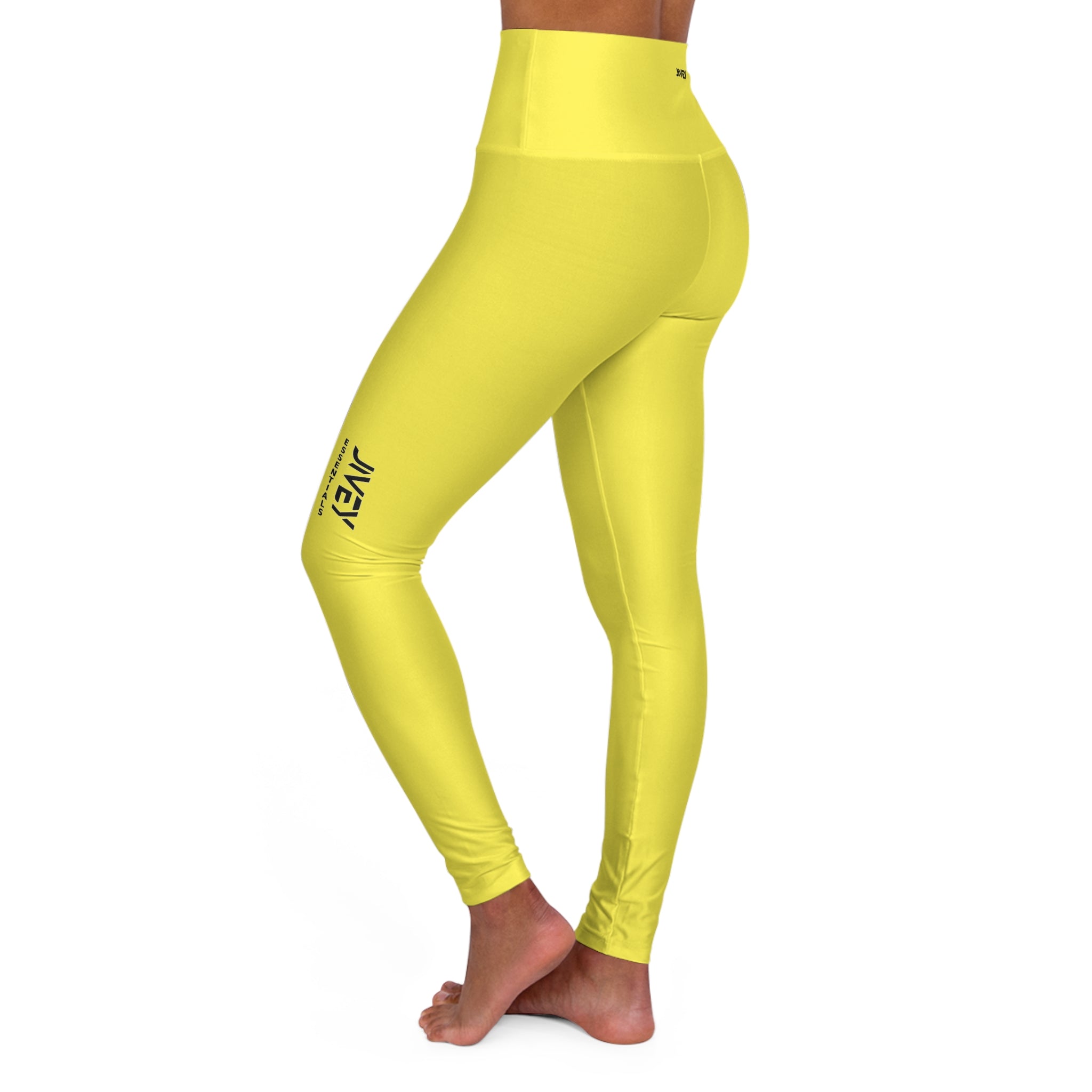 JIVEY Essentials Women's High Waisted Skinny-fit Lemon Yellow Yoga Leggings
