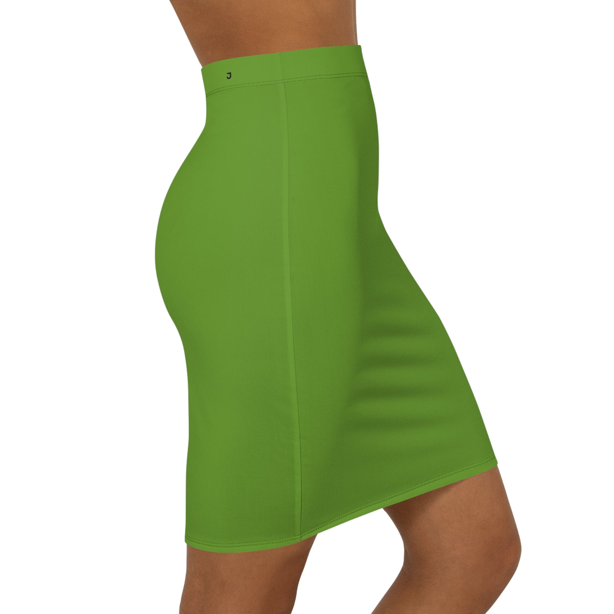 JIVEY Eminent Vibrant Slim-fit Mid-waist Light Green Pencil Skirt