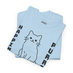 Happy Cat Single Line Pet Art Style Heavy Cotton Tee