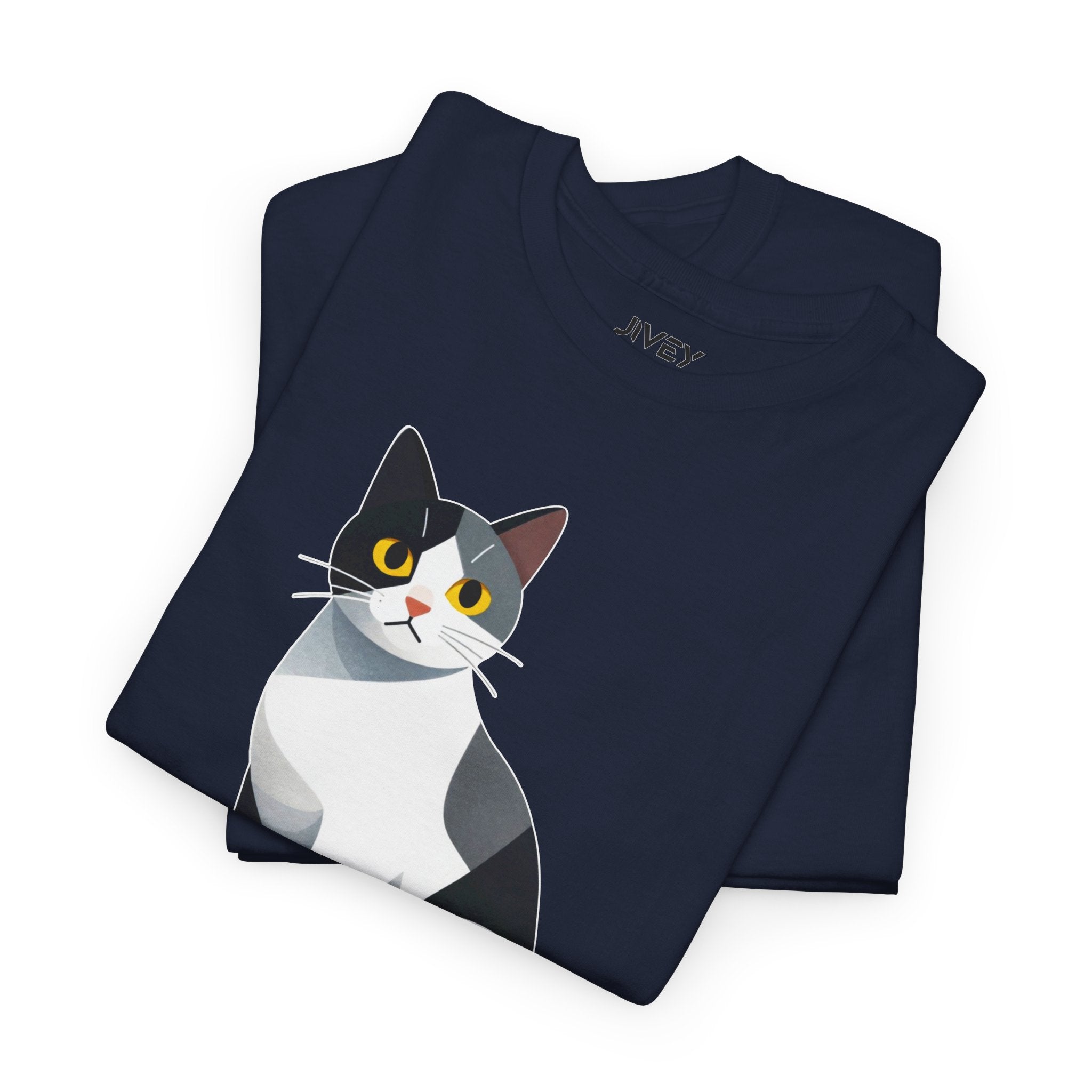 Cute Cat Cubist Style Heavy Cotton Tee