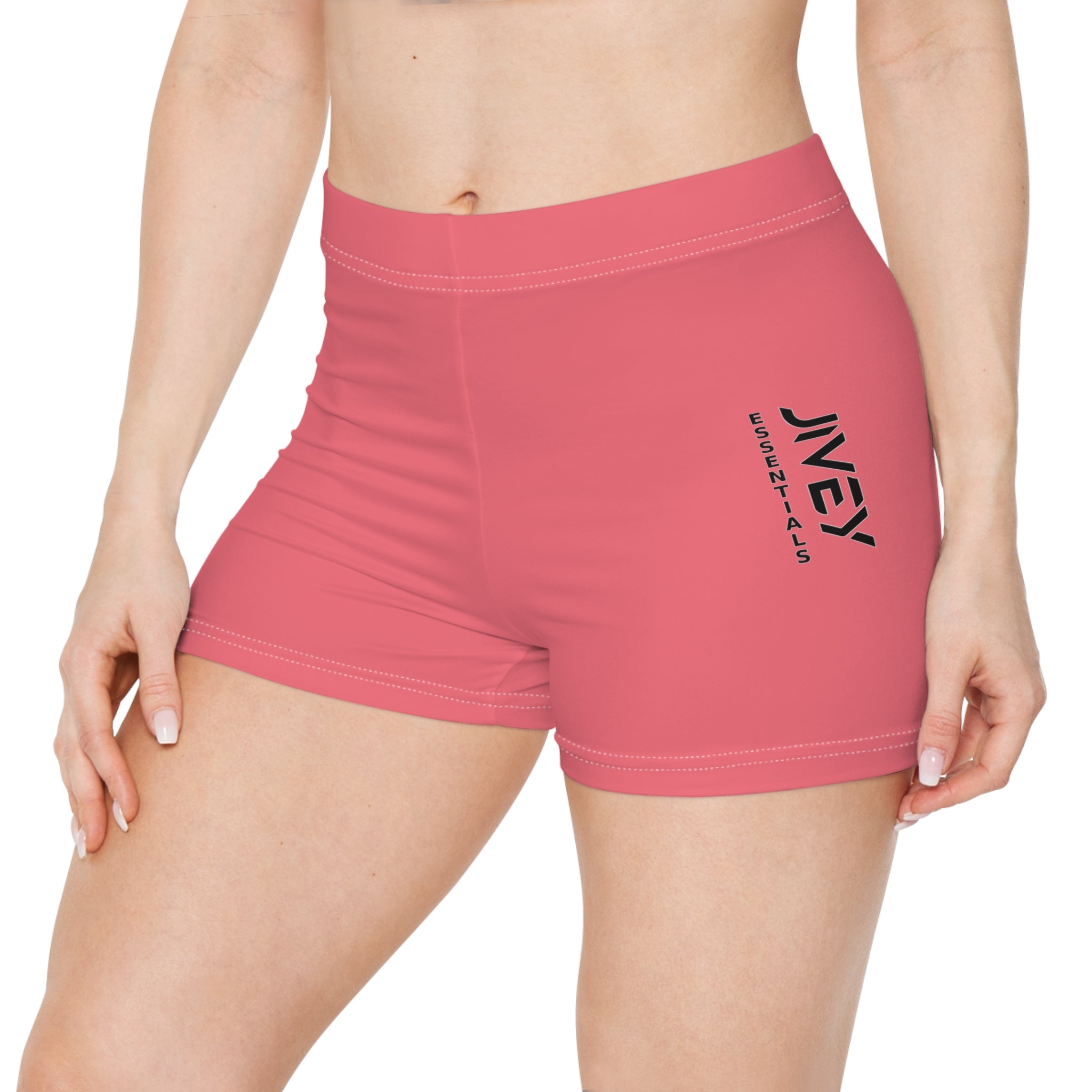 JIVEY Essentials Women's Brushed Faux Skinny-fit Pastel Red Shorts