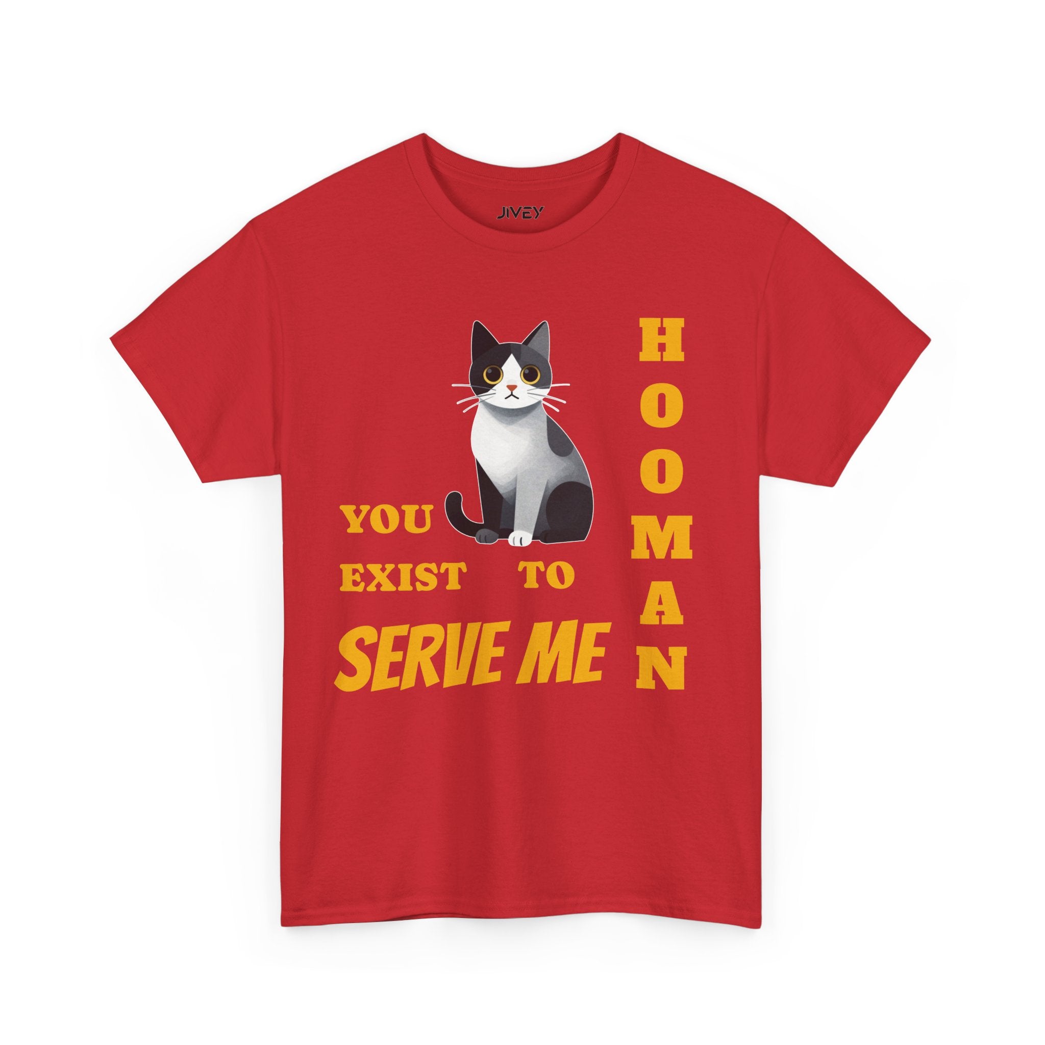 Cute Cat Cubist Style Grey Scaled Heavy Cotton Tee