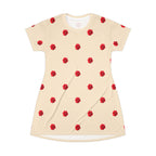 Red Rose Blooms Champagne T-Shirt Dress