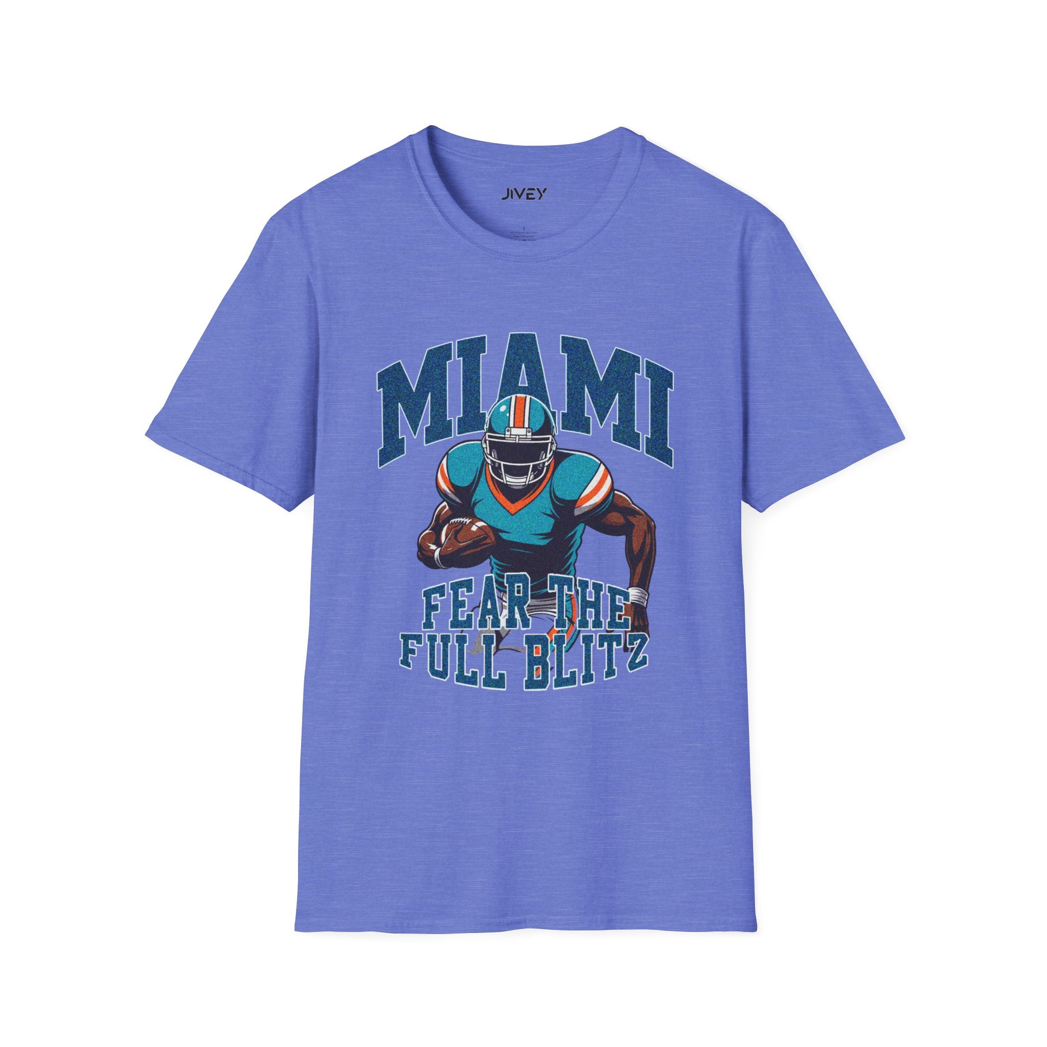 Miami Full Blitz Football Blue Tones Tee