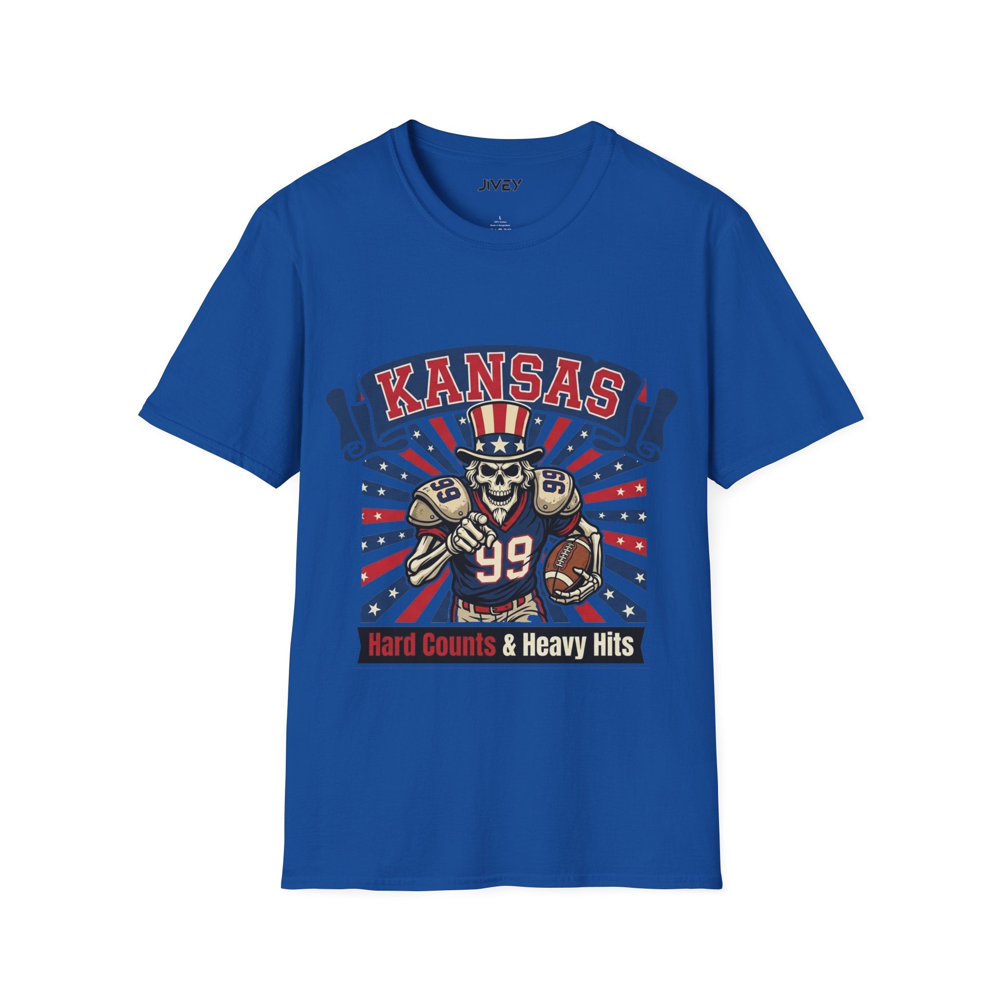 Kansas Heavy Hits Football Blues Tee
