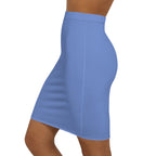 JIVEY Eminent Vibrant Slim-fit Mid-waist Light Blue Pencil Skirt