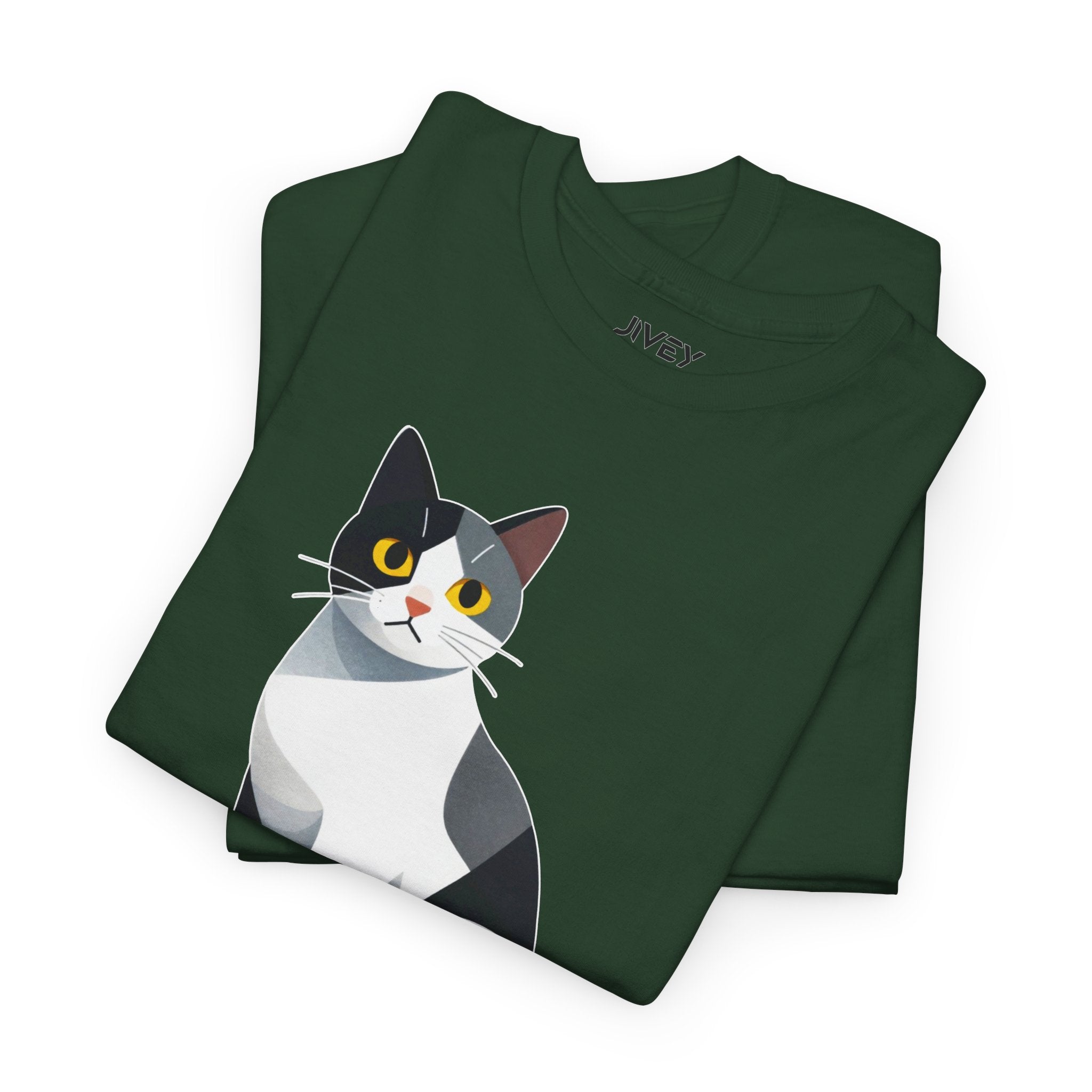Cute Cat Cubist Style Heavy Cotton Tee