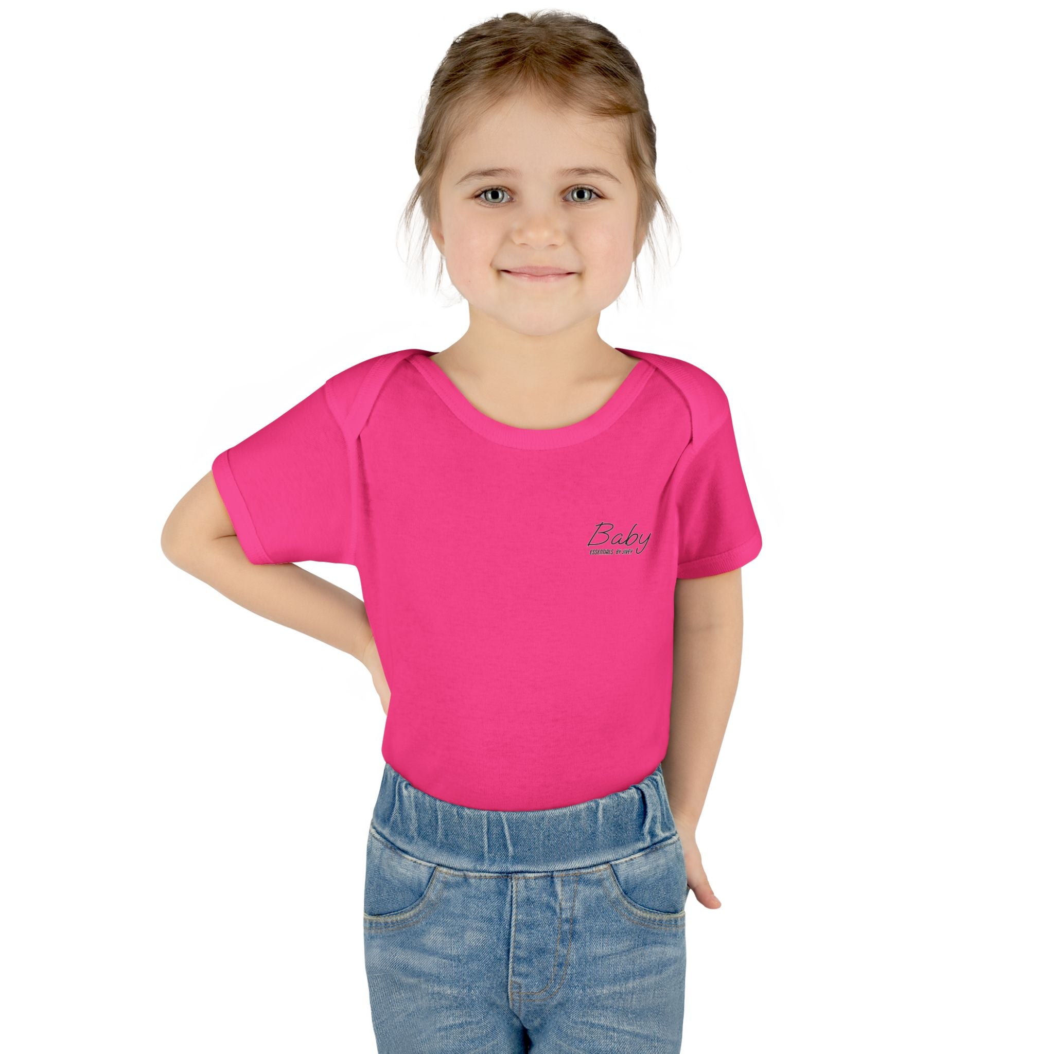 JIVEY Essentials Infant Baby Rib Short Sleeves Pink Bodysuit