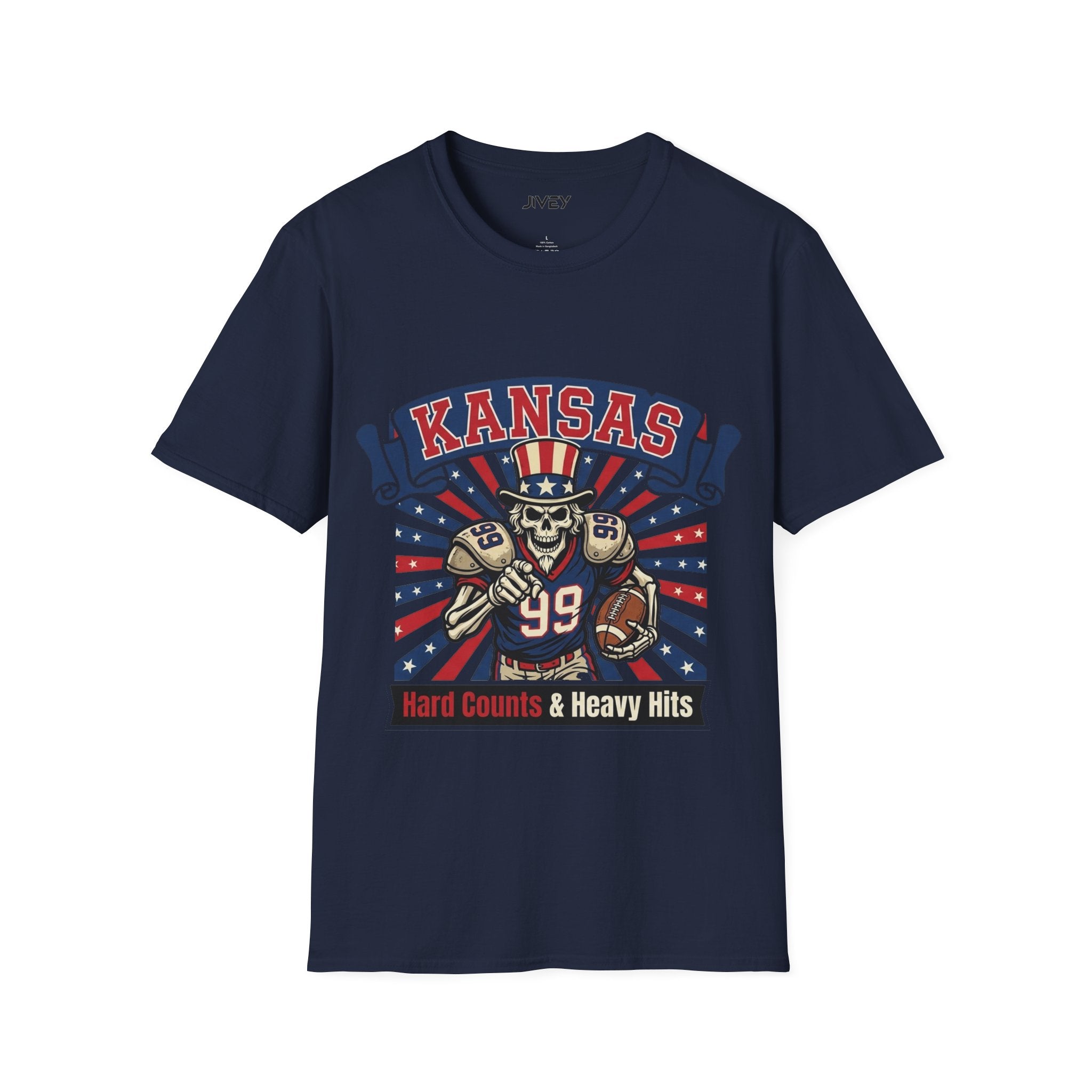 Kansas Heavy Hits Football Dark Tee