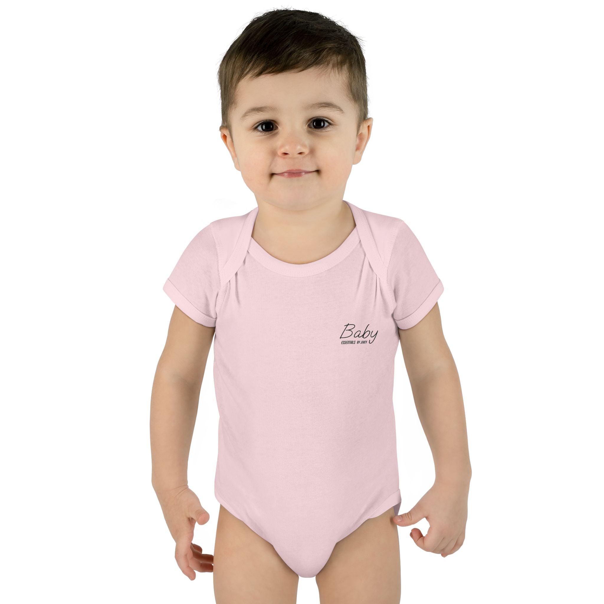 JIVEY Essentials Infant Baby Rib Short Sleeves Pink Bodysuit