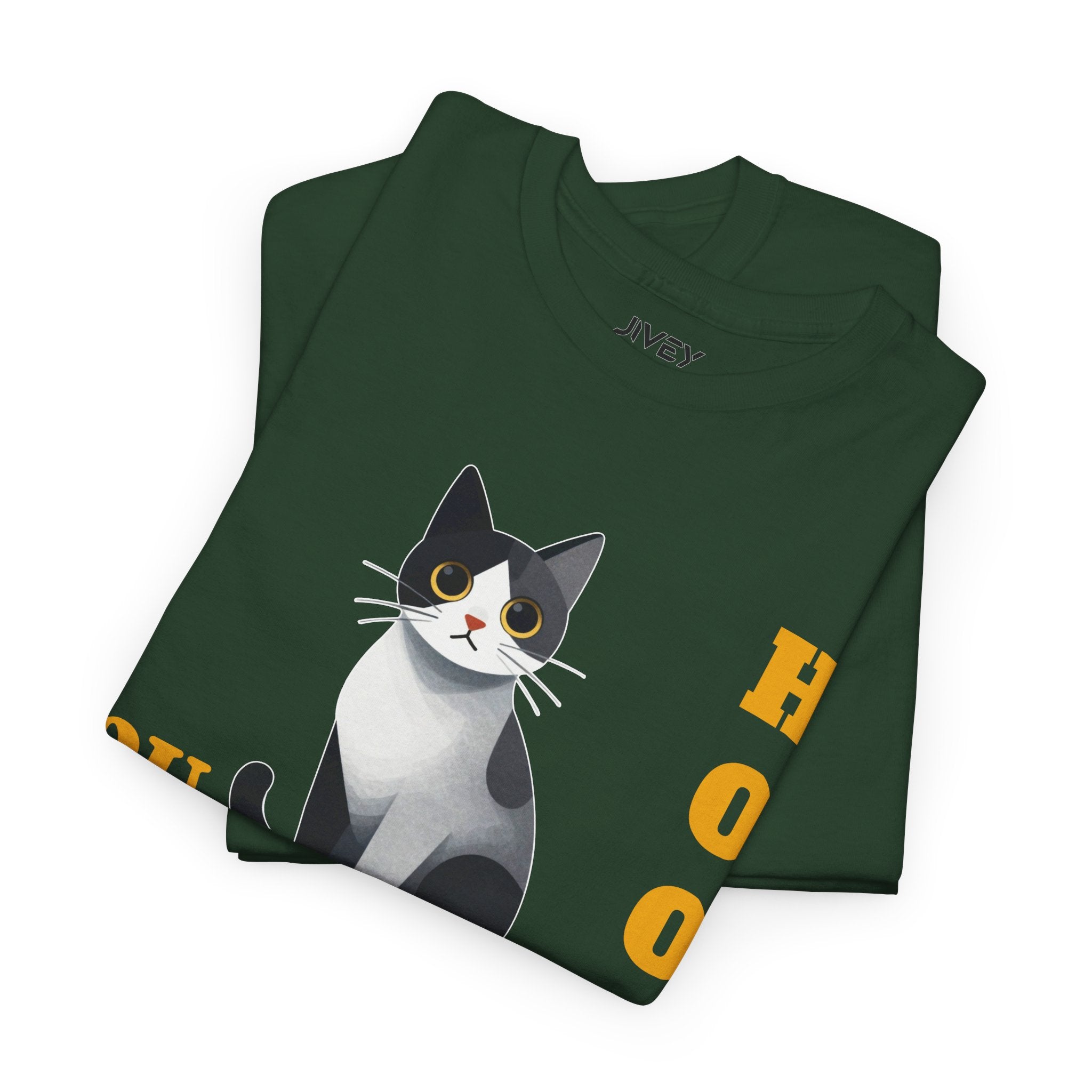 Cute Cat Cubist Style Grey Scaled Heavy Cotton Tee