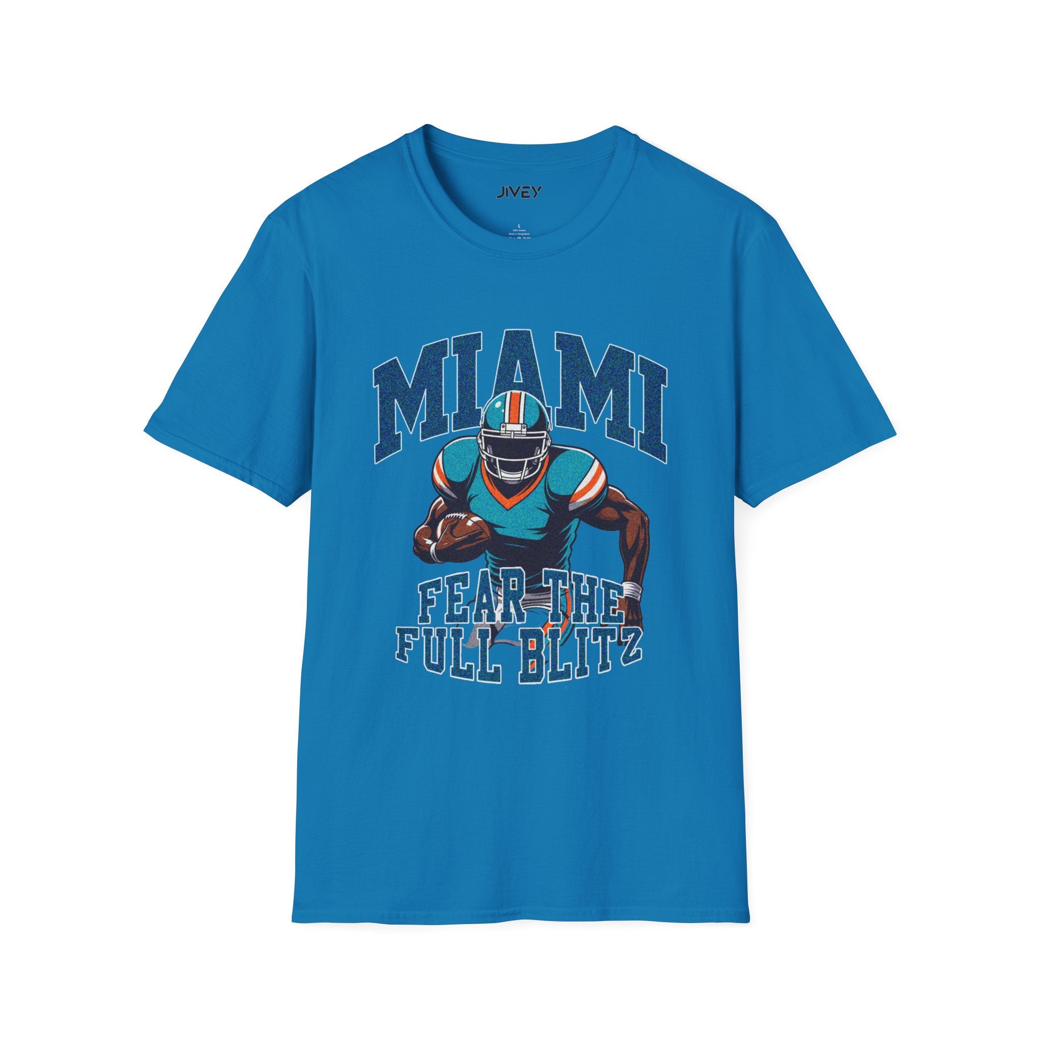 Miami Full Blitz Football Blue Tones Tee