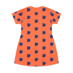 Blue Orchid Blooms Coral T-Shirt Dress