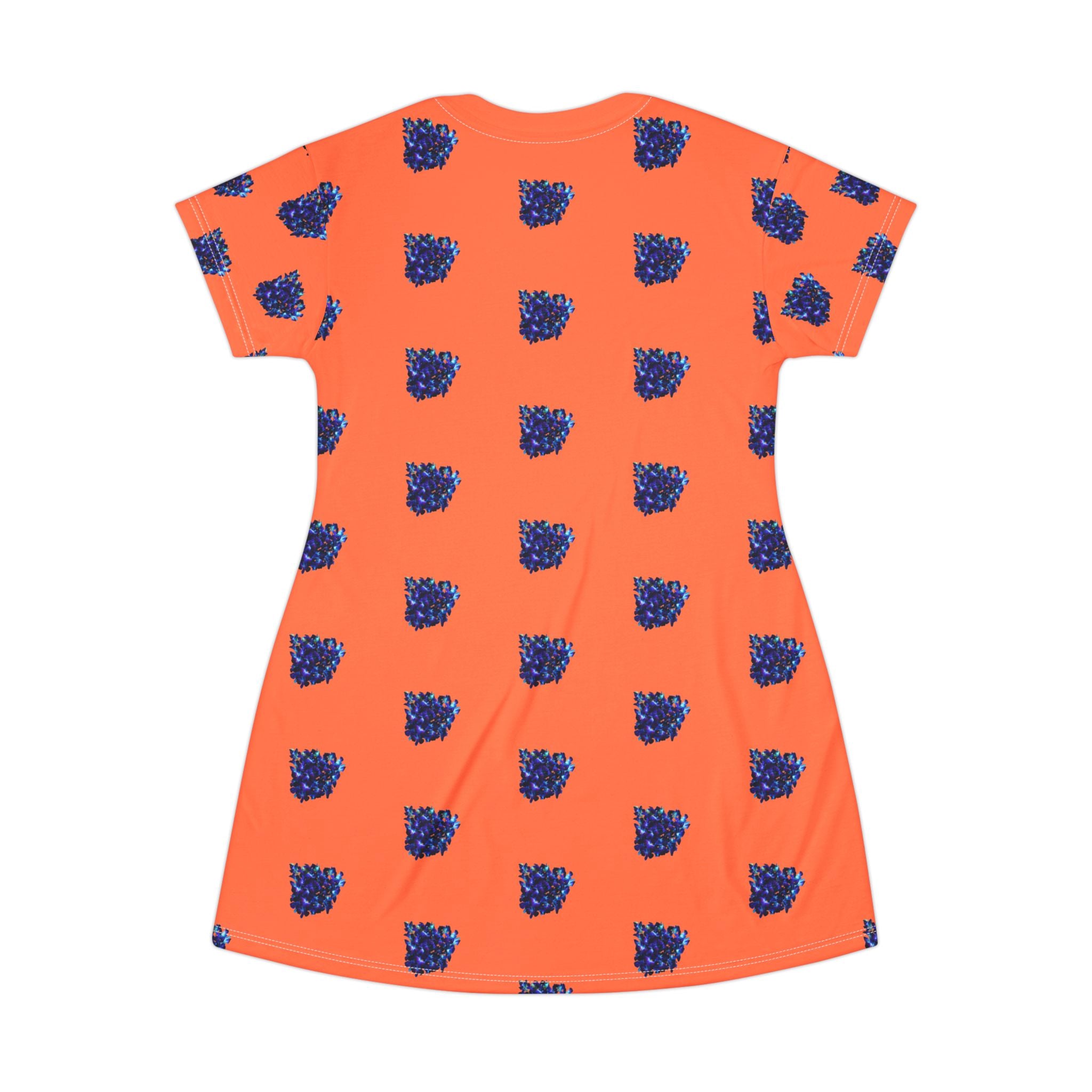 Blue Orchid Blooms Coral T-Shirt Dress