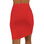 JIVEY Eminent Vibrant Slim-fit Mid-waist Red Pencil Skirt