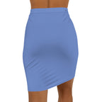 JIVEY Eminent Vibrant Slim-fit Mid-waist Light Blue Pencil Skirt