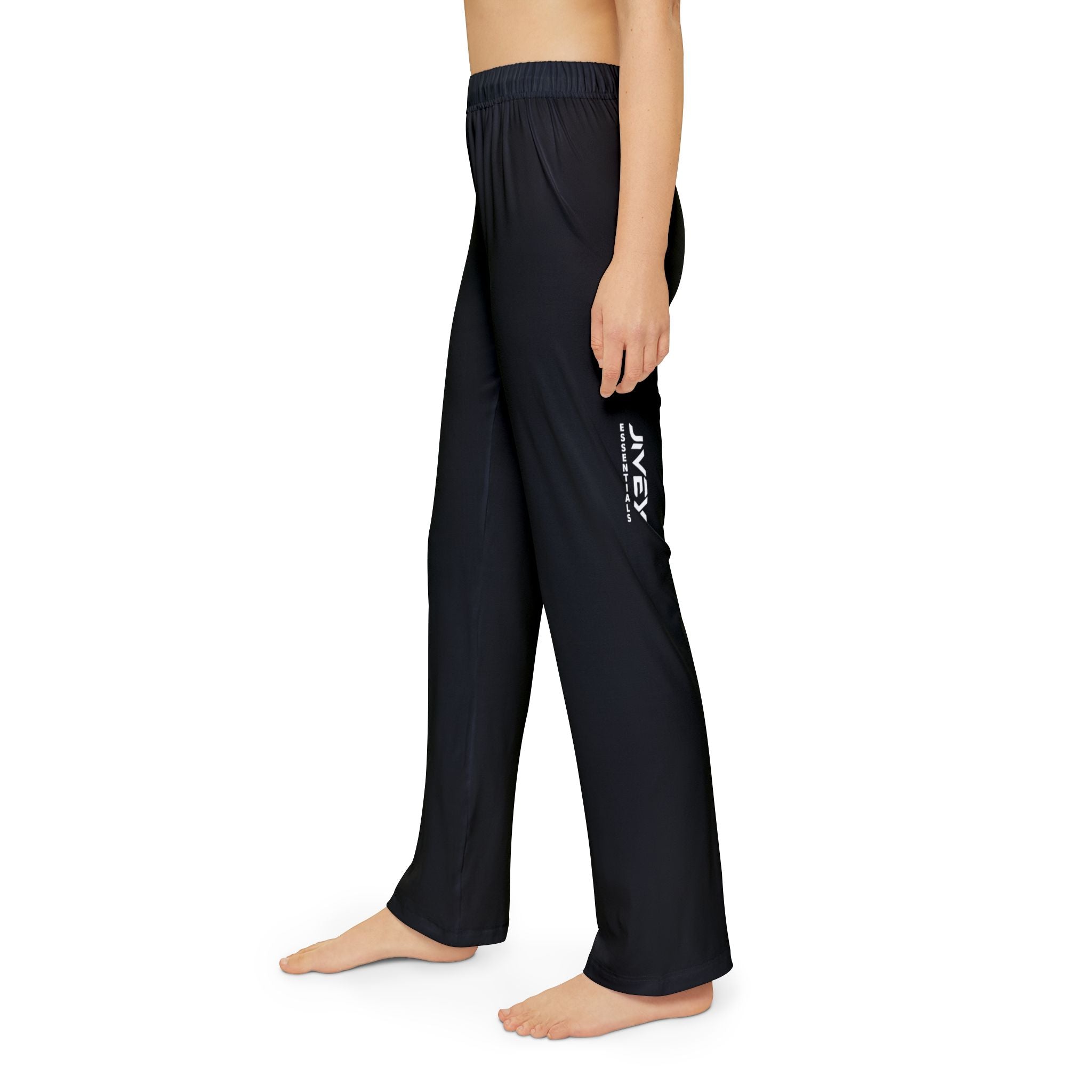 JIVEY Essentials Light-fabric Brushed Poly Black Kids Lounge Pants