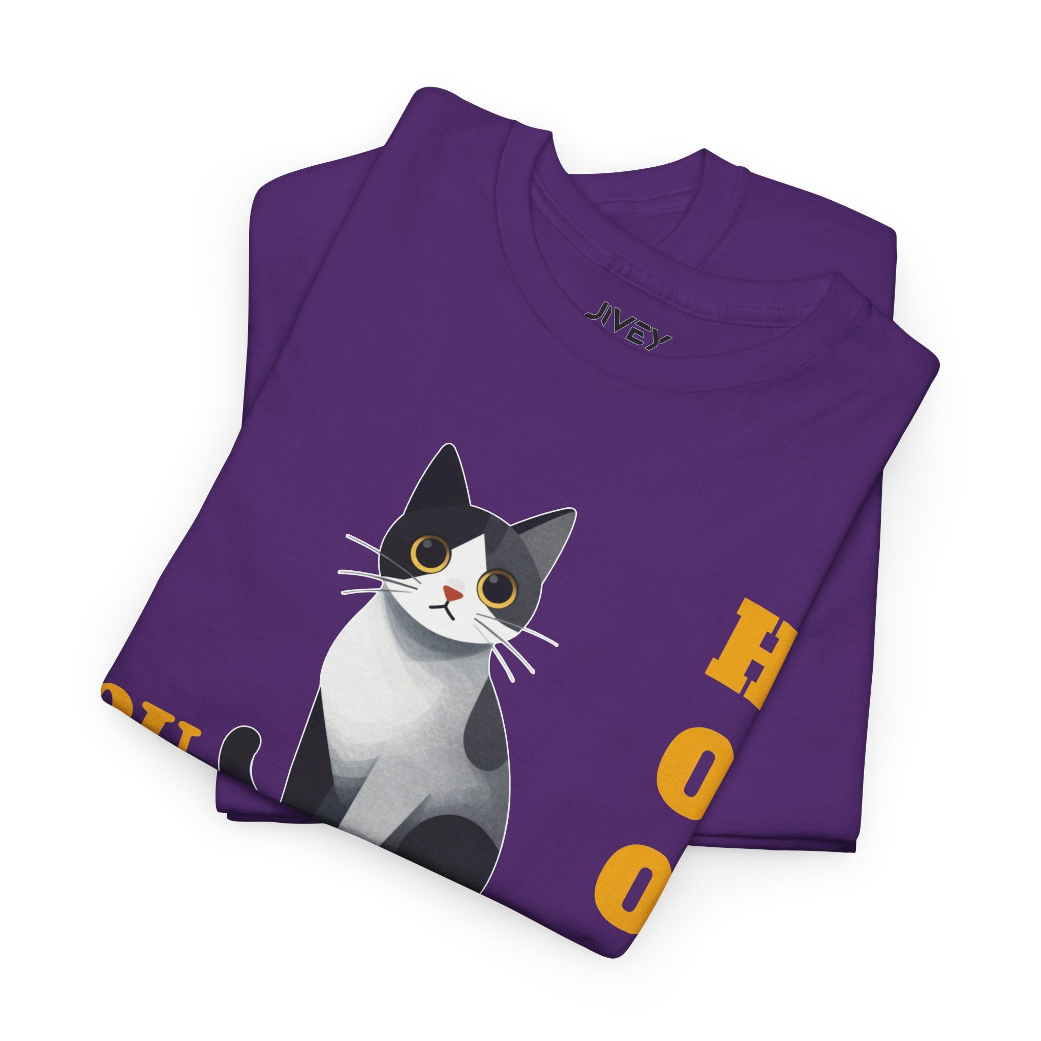 Cute Cat Cubist Style Grey Scaled Heavy Cotton Tee
