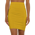 JIVEY Eminent Rich Slim-fit Mid-waist Mustard Pencil Skirt