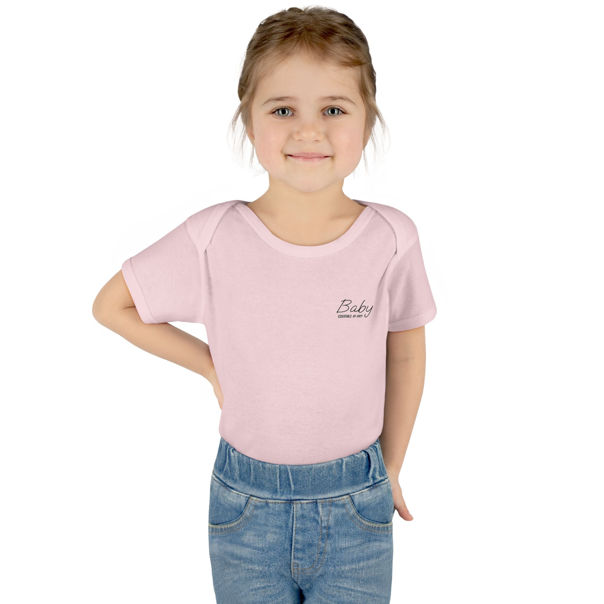 JIVEY Essentials Infant Baby Rib Short Sleeves Pink Bodysuit