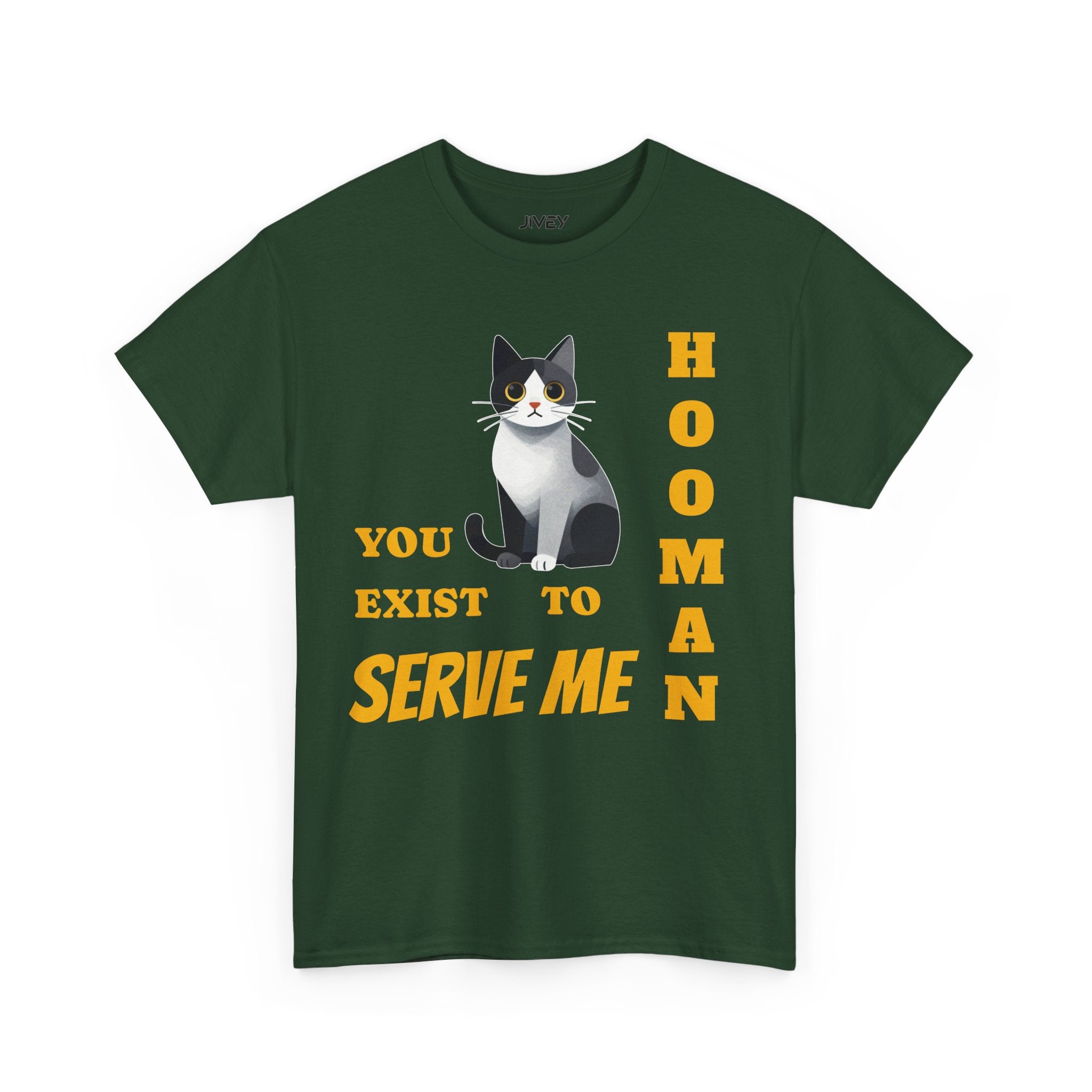Cute Cat Cubist Style Grey Scaled Heavy Cotton Tee
