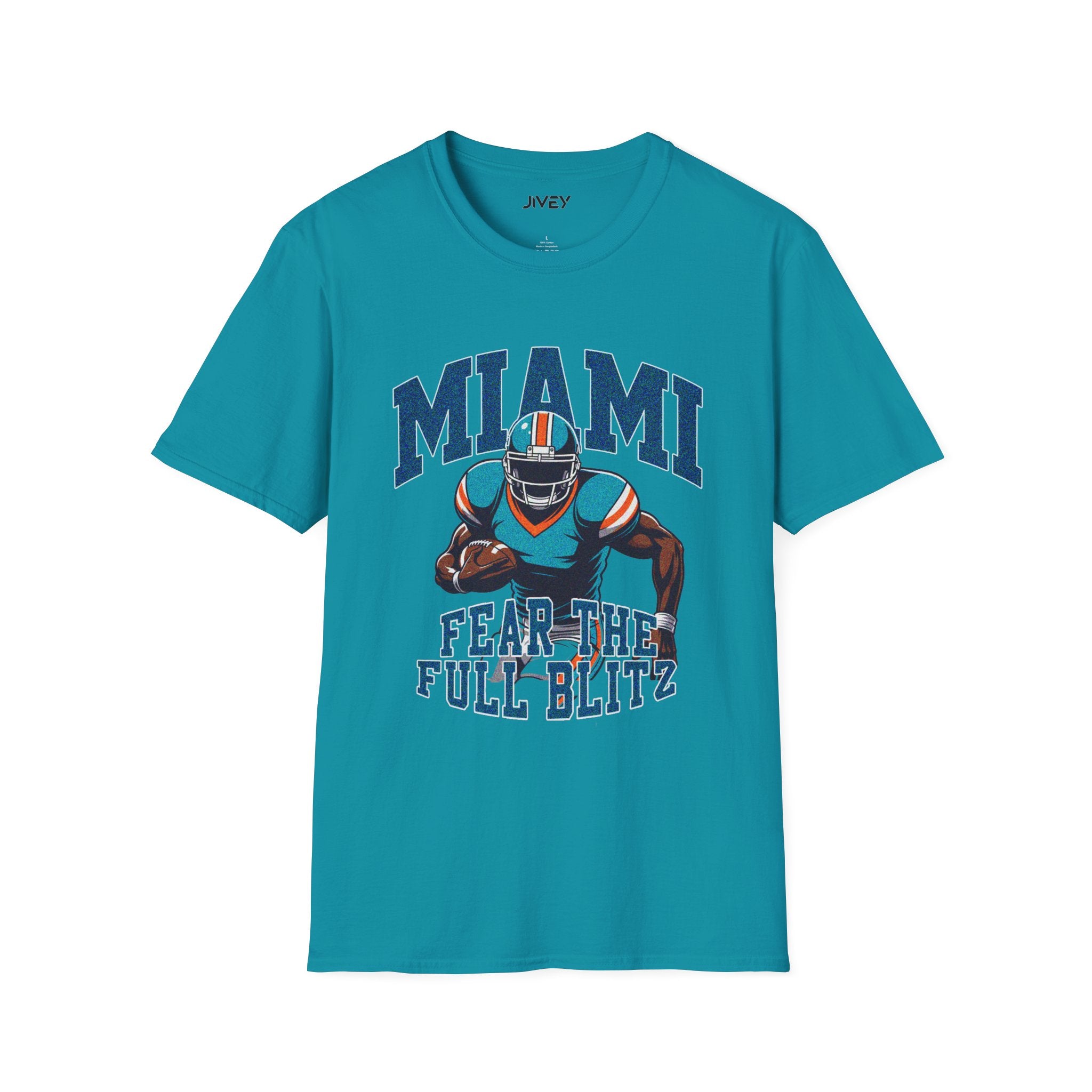 Miami Full Blitz Football Blue Tones Tee