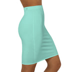 JIVEY Eminent Vibrant Slim-fit Mid-waist Aquamarine Pencil Skirt