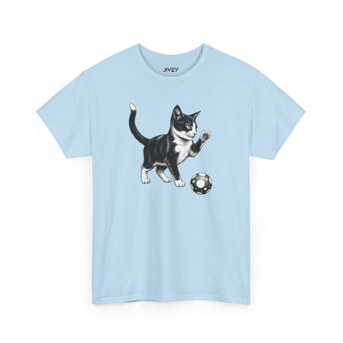 Cute Kitten Chasing Ball Sketch Art Unisex Heavy Cotton Tee