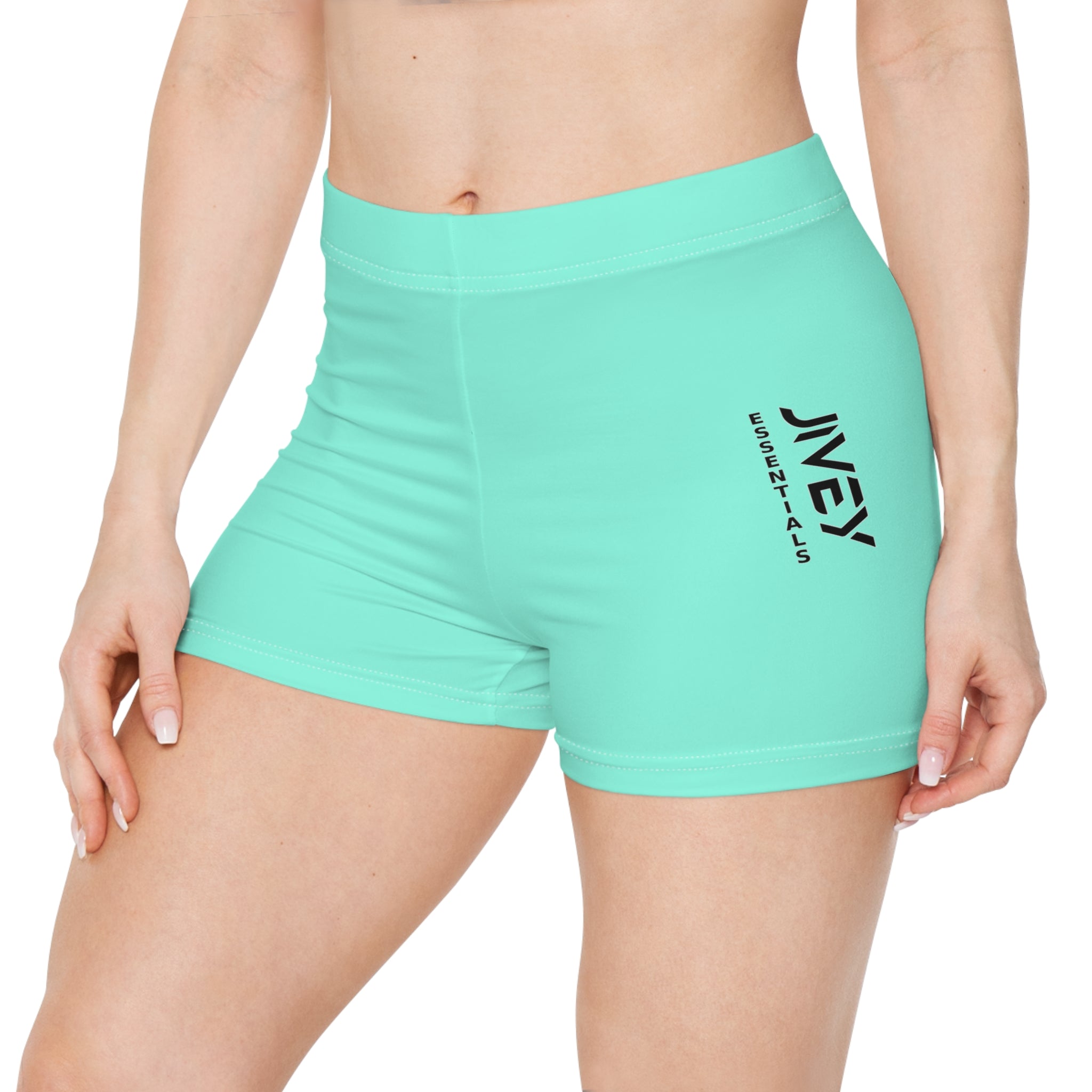 JIVEY Essentials Women's Brushed Faux Skinny-fit Light Aquamarine Shorts