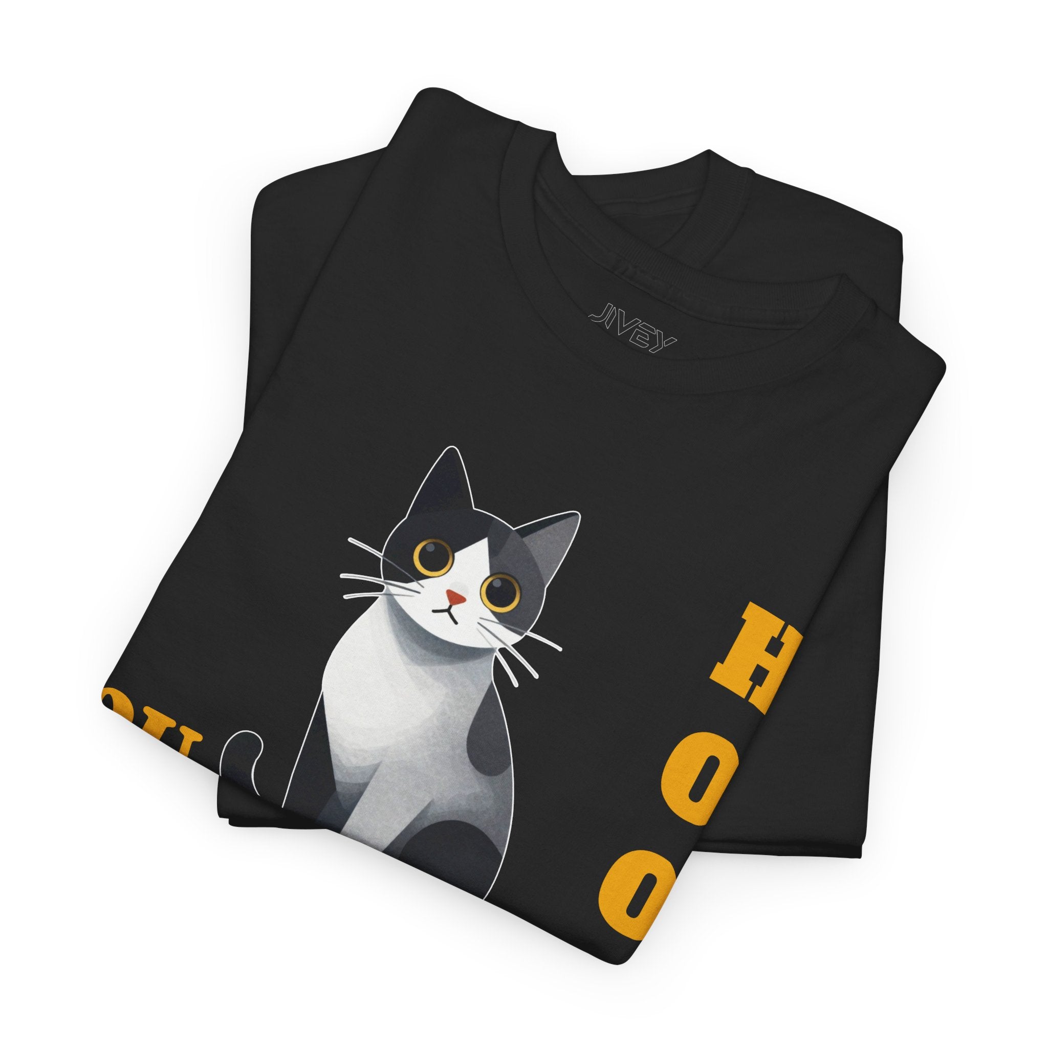Cute Cat Cubist Style Grey Scaled Heavy Cotton Tee