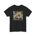 Tabby Cat Playing Ball Portrait Unisex Heavy Cotton Tee