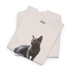 Russian Green Eyes Grey Skin Cat Heavy Cotton Tee
