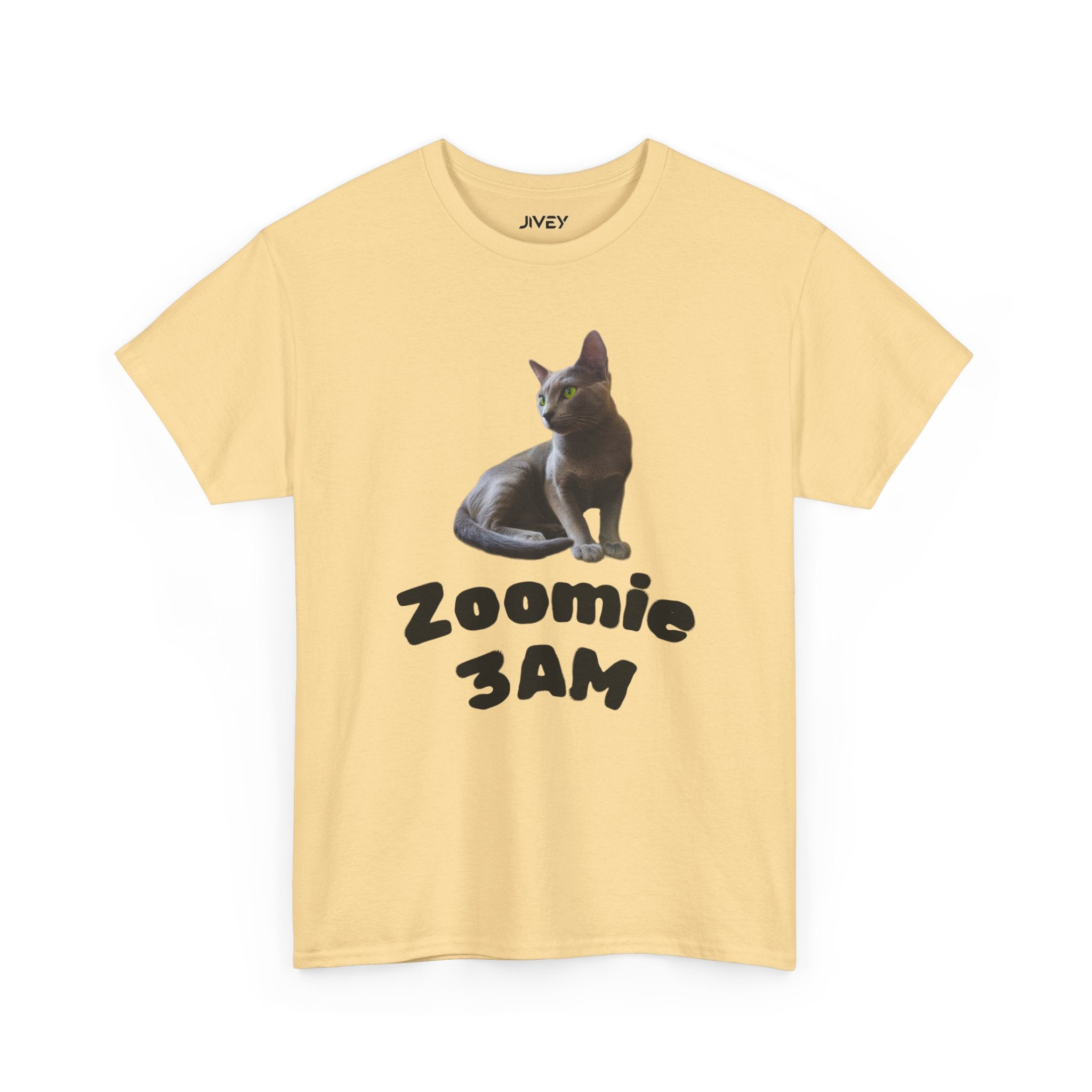 Russian Green Eyes Grey Skin Cat Heavy Cotton Tee