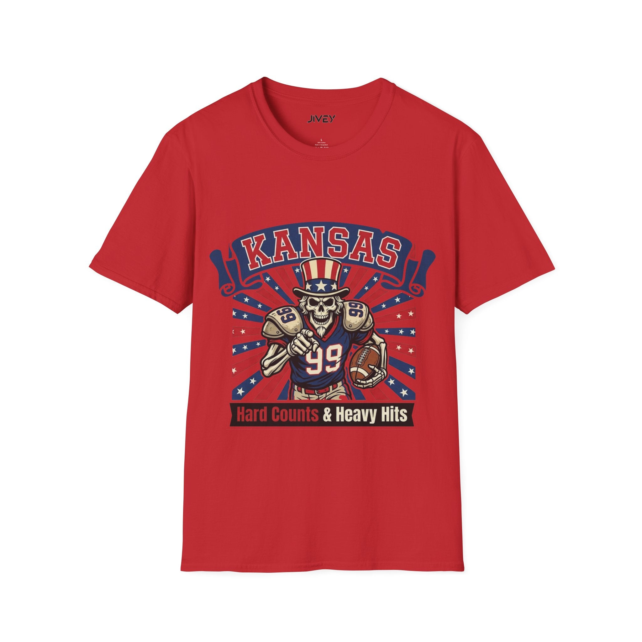 Kansas Heavy Hits Football Red Tee