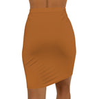 JIVEY Eminent Rich Slim-fit Mid-waist Brown Pencil Skirt