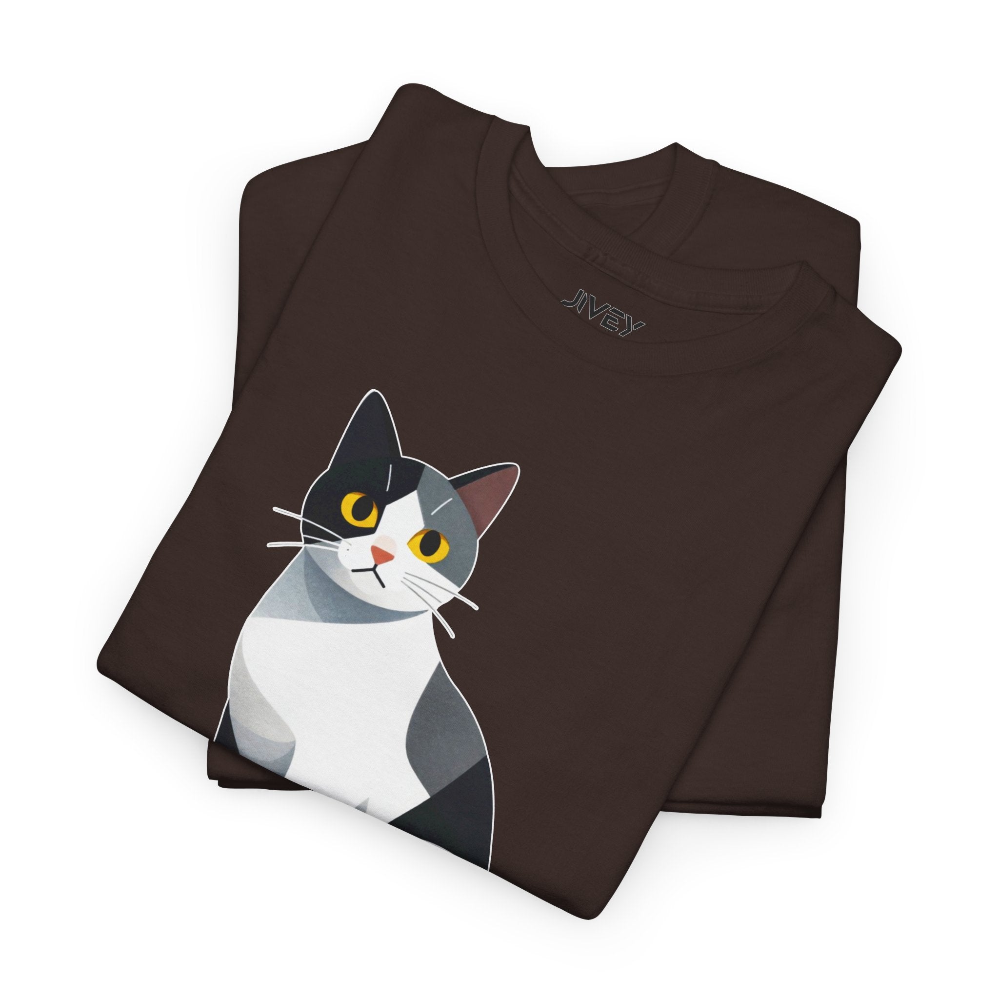 Cute Cat Cubist Style Heavy Cotton Tee