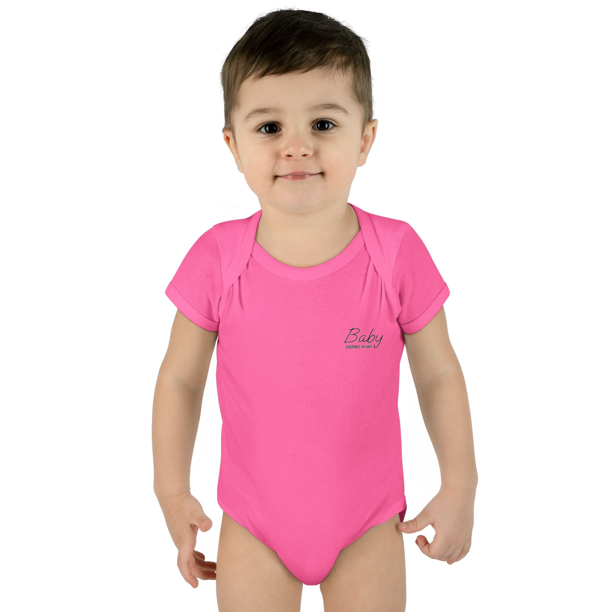 JIVEY Essentials Infant Baby Rib Short Sleeves Pink Bodysuit